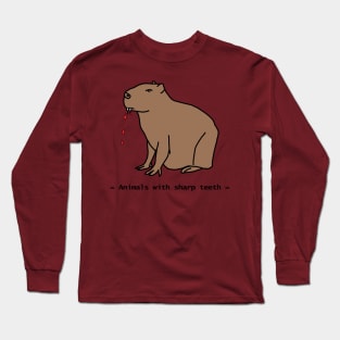 Animals with Sharp Teeth Halloween Horror Capybara Long Sleeve T-Shirt